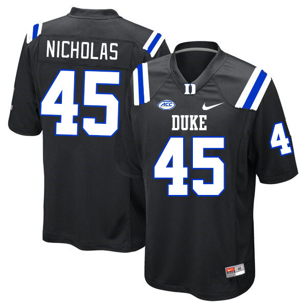 Men #45 Ozzie Nicholas Duke Blue Devils College Football Jerseys Stitched-Black